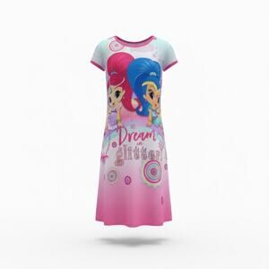 Shimmer and Shine Girls Nightgown Dress Dream in Glitter Pink Size 4 5 Pajamas